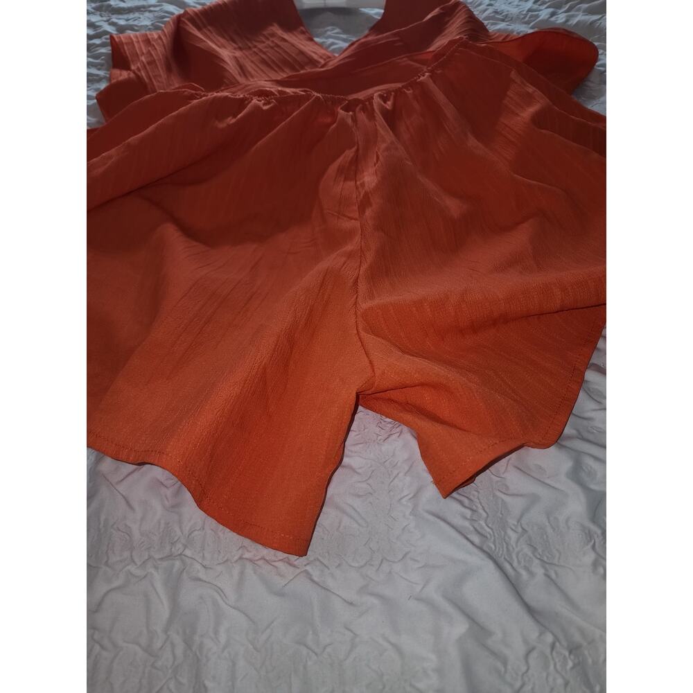 Orange Versatile Halter Tie Pleated Jumper Shorts SZ XL - Picture 9 of 11